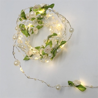 LED lyskæde med perler og små blomster - 3 m 30 lys